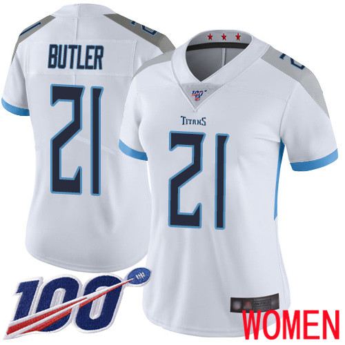 Tennessee Titans Limited White Women Malcolm Butler Road Jersey NFL Football 21 100th Season Vapor Untouchable